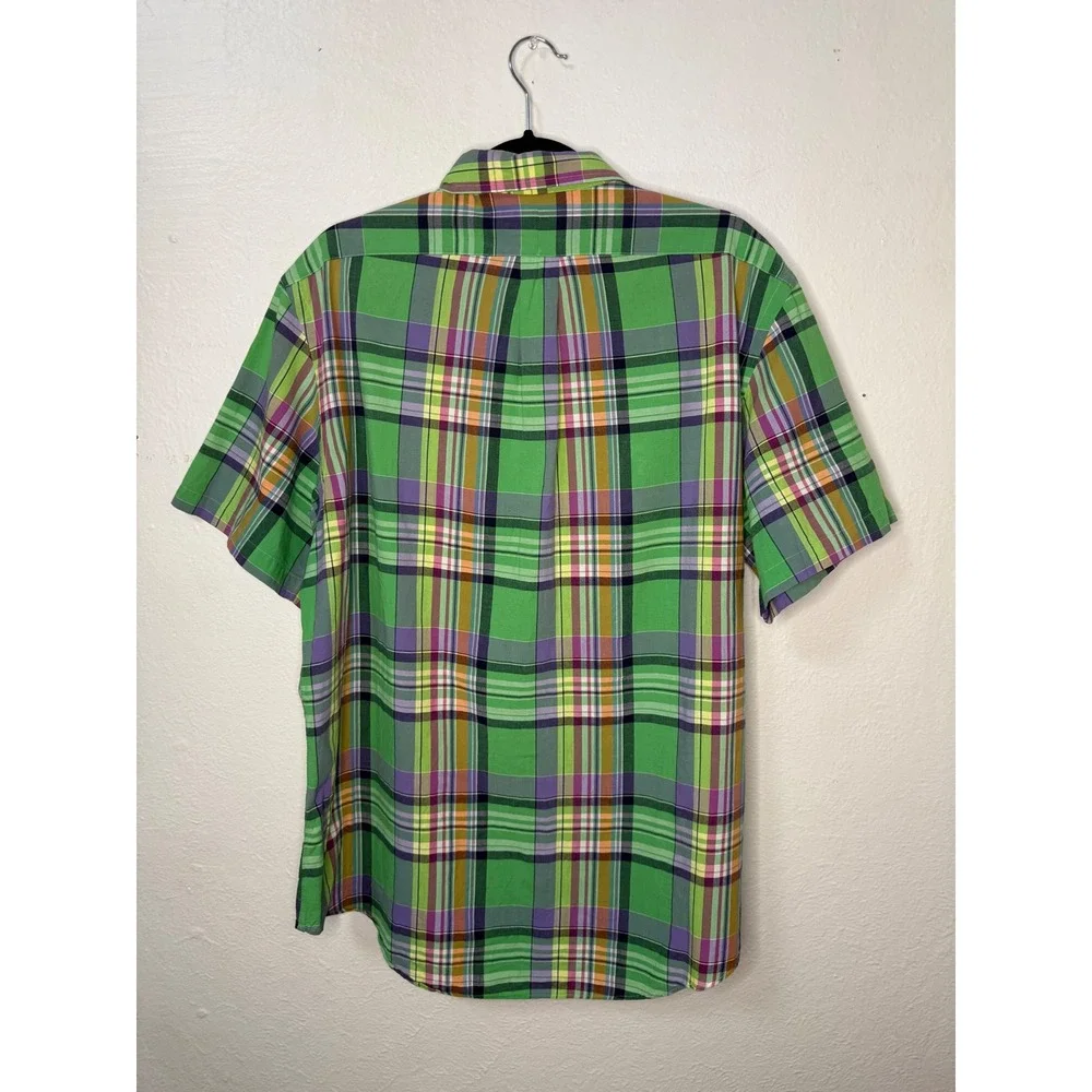 Ralph Lauren Men's XL Button Down Shirt Custom Fit Plaid Short Sleeve